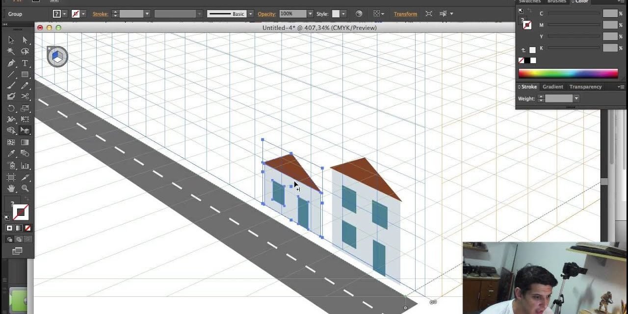 Perspectiva no Illustrator – Perspective Grid Tool – Curso de Illustrator CC #23